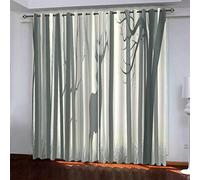 OUSIKA Black Out Curtains For Bedroom Uk Misty Forest Landscape Blackout Curtain 3D Super Soft Kids 78x78Inch 2Pcs Thermal Insulated Ring Top Eyelet Room Darkning Living Room
