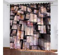 OUSIKA Black Out Curtains For Bedroom Uk Stereoscopic Geometric Stone Slab Blackout Curtain 3D Super Soft Kids 78x78Inch 2Pcs Thermal Insulated Ring Top Eyelet Room Darkning Living Room