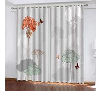 OUSIKA Blackout Curtains For Bedroom Abstract Flowers Butterflies Eyelet Kids Living Room Nursery 2 Panels 92x90Inch Drop Thermal Curtain & Drapes Short Window Treatment Living Room/Kitchen