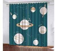 OUSIKA Blackout Curtains For Bedroom Creative Planet Solar System Eyelet Kids Living Room Nursery 2 Panels 92x90Inch Drop Thermal Curtain & Drapes Short Window Treatment Living Room/Kitchen