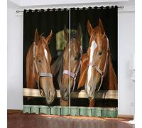 OUSIKA Blackout Curtains For Bedroom Pong Brown Horse Eyelet Kids Living Room Nursery 2 Panels 92x90Inch Drop Thermal Curtain & Drapes Short Window Treatment Living Room/Kitchen