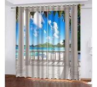 OUSIKA Blackout Curtains For Bedroom Roman Column Balcony With Sea View Eyelet Kids Living Room Nursery 2 Panels 92x90Inch Drop Thermal Curtain & Drapes Short Window Treatment Living Room/Kitchen