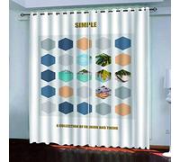 OUSIKA Blackout Curtains For Bedroom Simplified Geometric Hexagon Eyelet Kids Living Room Nursery 2 Panels 92x90Inch Drop Thermal Curtain & Drapes Short Window Treatment Living Room/Kitchen