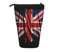 OUSIKA British Flag on Black Background Pencil Case Standing Cute Pencil Bag Telescopic Pencil Pouch Pop Up Pen Holder Makeup Bag for Women Men