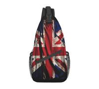 OUSIKA British Flag On Black Background Sling Bag Lightweight Chest Bag Crossbody Bag Shoulder Bag Sports Backpack For Women Men