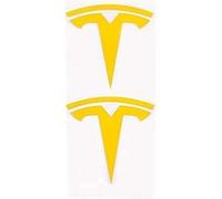 OUSIKA Car Front and Rear Logo Decorative Stickers, 3D Metal Exterior Protection Decal, Decoration Modification Accessories, For Tesla Model 3,Yellow