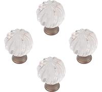 OUSIKA Crystal Drawer Knobs,Dresser Knobs,4 Pcs Clear Crystal Door Knobs Cabinet Drawer Round Pull Handles with Screws Furniture Pulls Hardware,for Bedroom,Dresser,Kitchen,Bathroom Chest (C Handles (