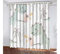 OUSIKA Curtains Eyelet Green Cartoon Dinosaur Print Pattern Blackout Room Darkening 62x78Inch Window Drapes For Living Room Bedroom 2 Panels Treatment Set Thermal Insulated Grommet Top
