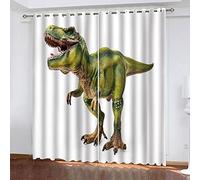 OUSIKA Curtains Eyelet Green Dinosaur Animals Print Pattern Blackout Room Darkening 62x78Inch Window Drapes For Living Room Bedroom 2 Panels Treatment Set Thermal Insulated Grommet Top