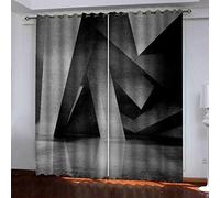 OUSIKA Curtains Eyelet Three Dimensional Gray Wall Print Pattern Blackout Room Darkening 62x78Inch Window Drapes For Living Room Bedroom 2 Panels Treatment Set Thermal Insulated Grommet Top