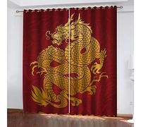 OUSIKA Curtains For Bedroom 3D Creative Dragon Totem Pattern Print Blackout Window Eyelet Top Drapes, Set Of 2 Panels 110x62Inch Curtain Thermal Insulated For Living, Kids, Super Soft