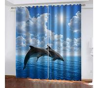 OUSIKA Curtains For Bedroom 3D Pattern Blackout Print Thermal Insulated Eyelet 104x94Inch Home Window Drapes Polyester Fabric Ring Top Curtains For Living Room Darkening