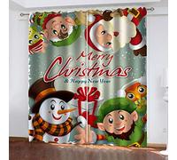 OUSIKA Curtains For Bedroom Eyelet Print Pattern Light Blocking 55x94Inch Drop Thermal Window Drapes For Kids 2 Panels Curtains 90% Blackout Room Darkening