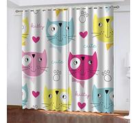 OUSIKA Curtains For Bedroom Eyelet Print Pattern Light Blocking 55x94Inch Drop Thermal Window Drapes For Kids 2 Panels Curtains 90% Blackout Room Darkening