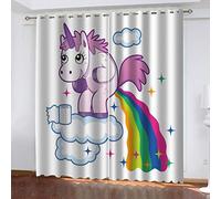 OUSIKA Curtains For Bedroom Eyelet Print Pattern Light Blocking 55x94Inch Drop Thermal Window Drapes For Kids 2 Panels Curtains 90% Blackout Room Darkening