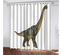 OUSIKA Curtains For Bedroom Patterned Animal Dinosaur White Background Curtain Blackout For Living Room 3D Print Patterned 70x98Inch Eyelet Ring Top Thermal Insulated Drapes Home Decoration 2 Panels