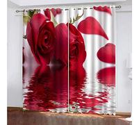 OUSIKA Curtains For Bedroom Patterned Romantic Rose Blossoms Curtain Blackout For Living Room 3D Print Patterned 70x98Inch Eyelet Ring Top Thermal Insulated Drapes Home Decoration 2 Panels