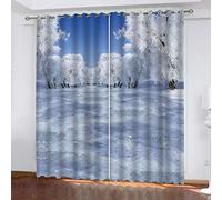 OUSIKA Curtains For Bedroom Patterned Winter Forest Snow Scene Curtain Blackout For Living Room 3D Print Patterned 70x98Inch Eyelet Ring Top Thermal Insulated Drapes Home Decoration 2 Panels