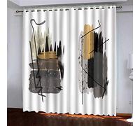 OUSIKA Curtains For Living Room Eyelet Abstract Gray Art 2 Panels Set Blackout Curtain 110x62Inch Super Soft Thermal Insulated 3D Printed Window Treatment Drapes For Bedroom Home Nursery