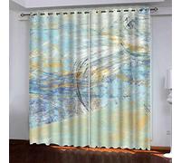OUSIKA Curtains For Living Room Eyelet Blue Graffiti Art 2 Panels Set Blackout Curtain 110x62Inch Super Soft Thermal Insulated 3D Printed Window Treatment Drapes For Bedroom Home Nursery