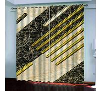 OUSIKA Curtains For Living Room Eyelet Gold Textured Print 2 Panels Set Blackout Curtain 110x62Inch Super Soft Thermal Insulated 3D Printed Window Treatment Drapes For Bedroom Home Nursery