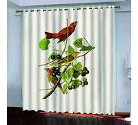 OUSIKA Curtains For Living Room Eyelet Green Tree Branch Bird 2 Panels Set Blackout Curtain 110x62Inch Super Soft Thermal Insulated 3D Printed Window Treatment Drapes For Bedroom Home Nursery