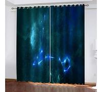 OUSIKA Extra Long Curtains 3D Blue Planet In The Universe Print Thermal Insulated Eyelet Ring Top Window, Blackout Curtain Living Room Decor, Drapes For Bedroom 98x78Inch 2 Panels, Drapes For Home