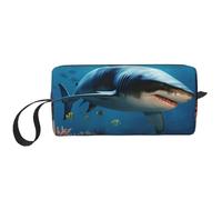 OUSIKA Fish Sharks Coral Cosmetic Bags for Women Portable Makeup Bag Travel Storage Bag Daily Receive Bag Large Capacity Toiletry Bag, White, One Size