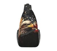 OUSIKA Flag And Eagle Sling Bag Lightweight Chest Bag Crossbody Bag Shoulder Bag Sports Backpack For Women Men