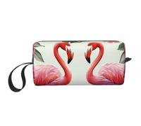 OUSIKA Flamingo Bird Green Leaves Cosmetic Bags for Women Portable Makeup Bag Travel Storage Bag Daily Receive Bag Large Capacity Toiletry Bag, White, One Size