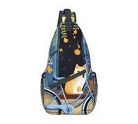 OUSIKA Flower Bicycle Cat Sling Bag Lightweight Chest Bag Crossbody Bag Shoulder Bag Sports Backpack For Women Men