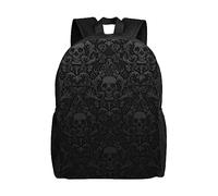 Ousika Gothic-Wallpaper-For-Walls-Skull-Damask Print Backpack Waterproof Lightweight Daypack Casual Travel Laptop Daypack For Men Women, Black, One Size, Daypack Backpacks