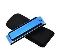 OUSIKA harmonica 10 Hole Playing Musical Instrument Black Blue Gold Purple Four Color Harmonica Musical Instrument Harmonica (Color : Blu)
