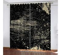 OUSIKA Kids Blackout Curtains Abstract Black And White Art Grommet Living Room Darkening Print Pattern 55x62Inch Window Drapes For Bedroom 2 Panels Eyelet Thermal Insulated & Room Darkening Window