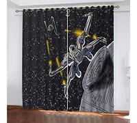 OUSIKA Kids Blackout Curtains Cartoon Planet Spaceship Grommet Living Room Darkening Print Pattern 55x62Inch Window Drapes For Bedroom 2 Panels Eyelet Thermal Insulated & Room Darkening Window