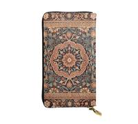 OUSIKA Leather Wallet for Women Men Clutch Wallets Money Case Large Credit Card Holder Antique Orientalist Art Wallets with Zipper Phone Holder Long Travel Purse