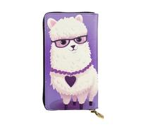 OUSIKA Leather Wallet for Women Men Clutch Wallets Money Case Large Credit Card Holder Love Alpaca Purple Wallets with Zipper Phone Holder Long Travel Purse