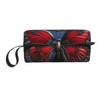 OUSIKA Red Butterfly Cosmetic Bags for Women Portable Makeup Bag Travel Storage Bag Daily Receive Bag Large Capacity Toiletry Bag, White, One Size