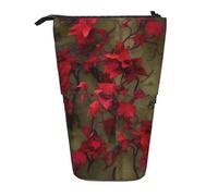 OUSIKA Red Flower Vine Pencil Case Standing Cute Pencil Bag Telescopic Pencil Pouch Pop Up Pen Holder Makeup Bag for Women Men