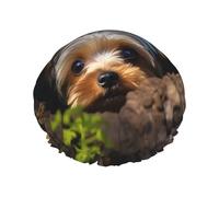 OUSIKA Shower Cap Reusable Bath Caps for Women Long Hair Double Layer Waterproof Hair Caps A little Yorkshire Terrier Elastic Shower Hat Hair Protector for Ladies Spa Salon