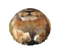OUSIKA Shower Cap Reusable Bath Caps for Women Long Hair Double Layer Waterproof Hair Caps Cute little animal lion Elastic Shower Hat Hair Protector for Ladies Spa Salon
