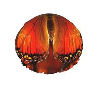 OUSIKA Shower Cap Reusable Bath Caps for Women Long Hair Double Layer Waterproof Hair Caps Orange Butterfly Elastic Shower Hat Hair Protector for Ladies Spa Salon