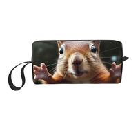 OUSIKA Squirrel Funny Animal Cosmetic Bags for Women Portable Makeup Bag Travel Storage Bag Daily Receive Bag Large Capacity Toiletry Bag, White, One Size
