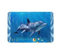 OUSIKA Super Soft Area Rug Sea Dolphins Printed Flannel Bath Rug Non-Slip Bath Mat Washable Throw Rugs Decor Floor Mat Carpet for Living Room Sofa Bedroom
