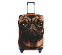 OUSIKA Travel Luggage Cover Elastic Suitcase Cover with Invisible zipper A Pug Washable Suitcase Protector Cute Anti Scratch Luggage Protector for 18-31 inch Suitcase, Black, S
