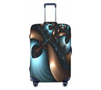 OUSIKA Travel Luggage Cover Elastic Suitcase Cover with Invisible zipper Abstract Blue Brown Washable Suitcase Protector Cute Anti Scratch Luggage Protector for 18-31 inch Suitcase, Black, XL