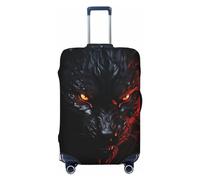 OUSIKA Travel Luggage Cover Elastic Suitcase Cover with Invisible zipper Big black wolf with red eyes Washable Suitcase Protector Cute Anti Scratch Luggage Protector for 18-31 inch Suitcase, Black, XL