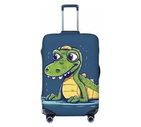 OUSIKA Travel Luggage Cover Elastic Suitcase Cover with Invisible zipper Cartoon crocodile Washable Suitcase Protector Cute Anti Scratch Luggage Protector for 18-31 inch Suitcase, Black, XL