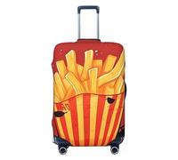 OUSIKA Travel Luggage Cover Elastic Suitcase Cover with Invisible zipper Cartoon French fries Washable Suitcase Protector Cute Anti Scratch Luggage Protector for 18-31 inch Suitcase, Black, S