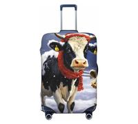 OUSIKA Travel Luggage Cover Elastic Suitcase Cover with Invisible zipper christmas snow Cow Washable Suitcase Protector Cute Anti Scratch Luggage Protector for 18-31 inch Suitcase, Black, M